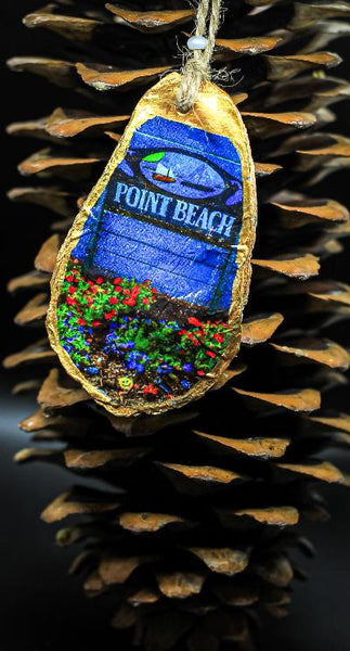 Point Beach Sign Oyster Shell Ornament BEST SELLER
