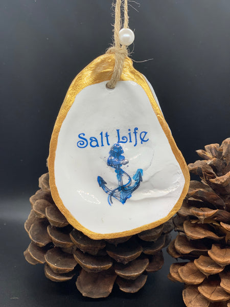 Salt Life oyster shell ornament/bottle charm - CUSTOMIZABLE WITH YOUR BOATS NAME!